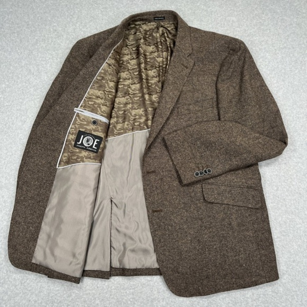 Joseph Abboud Blazer Mens 46 Regular‎ Brown Slim Wool Silk Camo Lined Sport Coat
